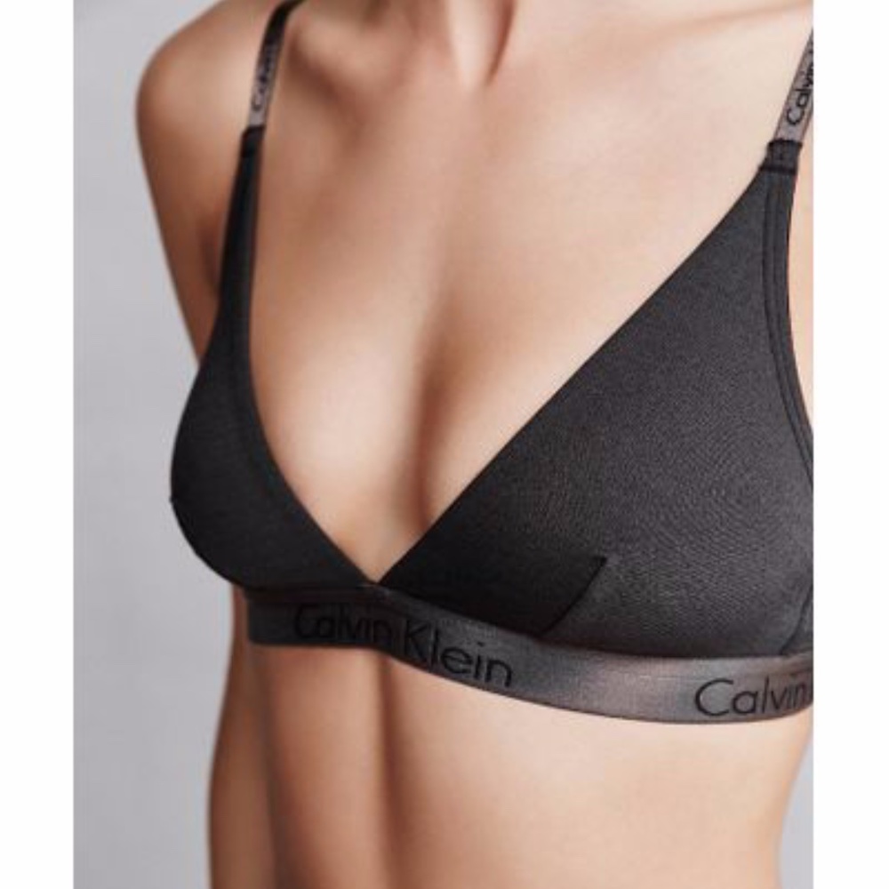 CALVIN KLEIN dark gray triangle bralette bra S